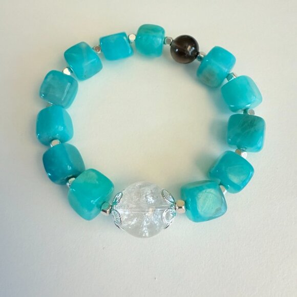 Winter Ocean Aqua Blue Statement Bracelet - Picture 7 of 7